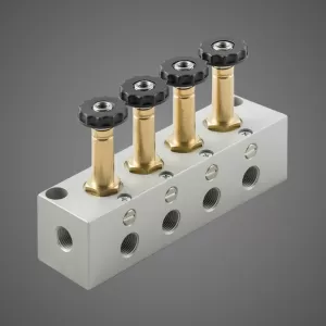 3 Port Solenoid Valves on Manifold with Manual Override